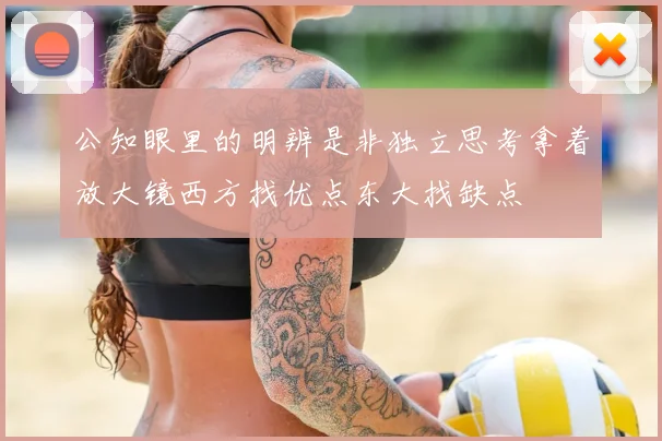 公知眼里的明辨是非独立思考拿着放大镜西方找优点东大找缺点